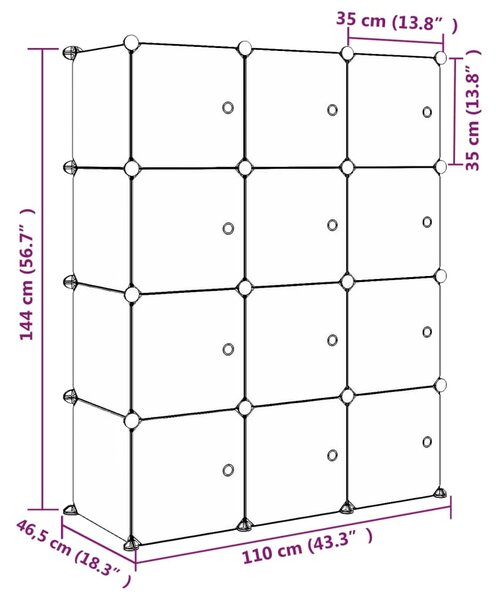 VidaXL Ντουλάπι Αποθήκευσης Παιδικό με 12 Κύβους Ροζ από Πολυπρ/λένιο