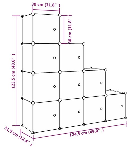 VidaXL Ντουλάπι Αποθήκευσης Παιδικό με 10 Κύβους Λευκό Πολυπροπυλένιο