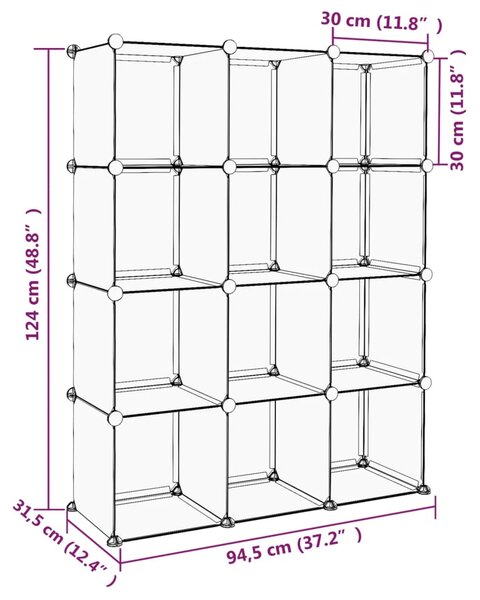 VidaXL Κύβοι Αποθήκευσης & Οργάνωσης 12 τεμ. Διάφανοι από Πολυπρ/λένιο