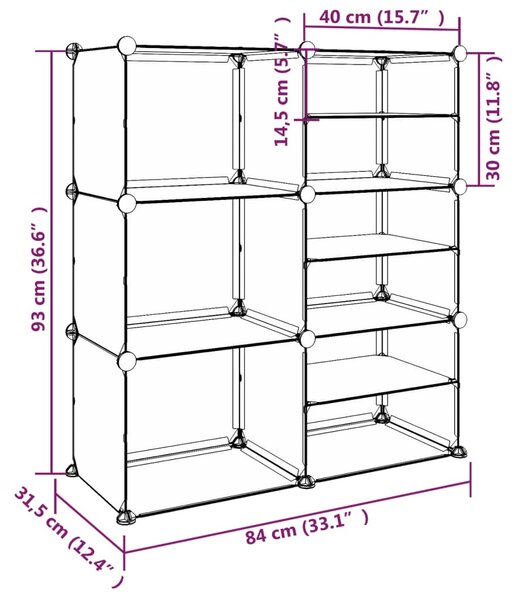 VidaXL Παπουτσοθήκη Διαφανής 84x31,5x93 εκ. από Πολυπροπυλένιο