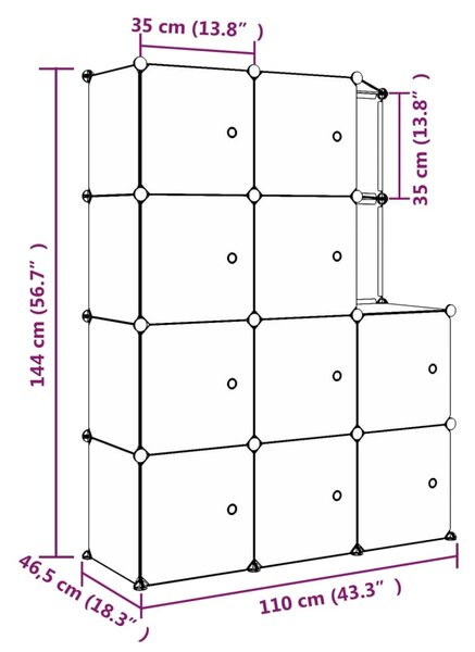 VidaXL Ντουλάπι Αποθήκευσης Παιδικό με 10 Κύβους Μαύρο από Πολυπ/λένιο