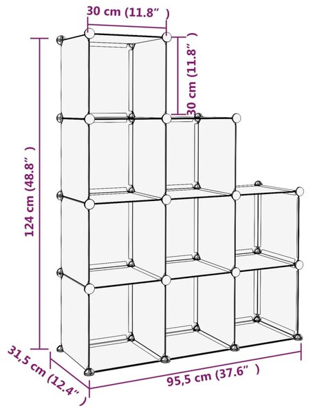 VidaXL Κύβοι Αποθήκευσης & Οργάνωσης 9 τεμ. Διάφανοι Πολυπροπυλένιο