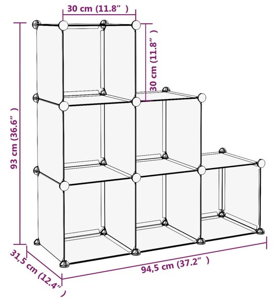 VidaXL Κύβοι Αποθήκευσης & Οργάνωσης 6 τεμ. Διάφανοι Πολυπροπυλένιο