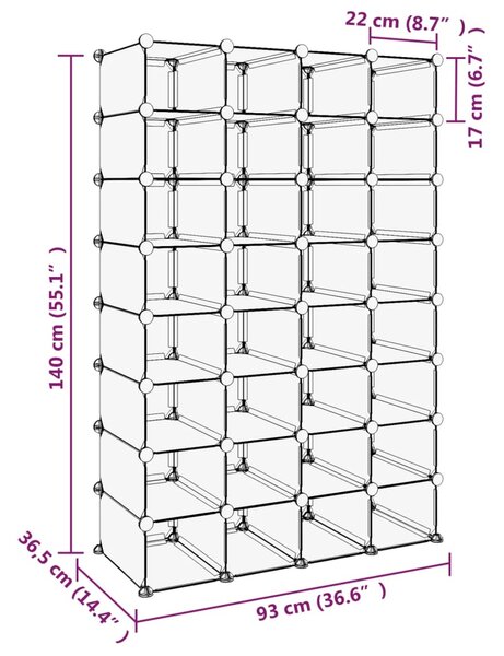 340559 vidaXL Παπουτσοθήκη Διαφανής 93x36,5x140 εκ. από Πολυπροπυλένιο