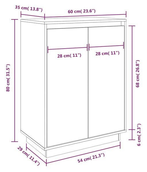 VidaXL Παπουτσοθήκη Λευκή 60 x 35 x 80 εκ. από Μασίφ Ξύλο Πεύκου