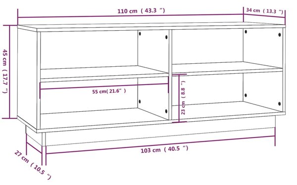 VidaXL Παπουτσοθήκη Μαύρη 110 x 34 x 45 εκ. από Μασίφ Ξύλο Πεύκου