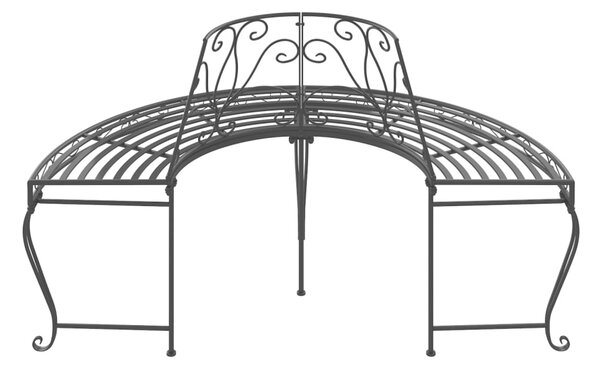 VidaXL Παγκάκι Δέντρου Ημικυκλικό Μαύρο Ø160 εκ. Ατσάλινο