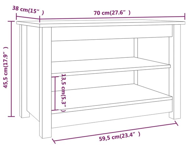 VidaXL Παπουτσοθήκη Μαύρη 70 x 38 x 45,5 εκ. από Μασίφ Ξύλο Πεύκου