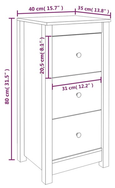 VidaXL Ντουλάπι Καφέ Μέλι 40x35x80 εκ. από Μασίφ Ξύλο Πεύκου