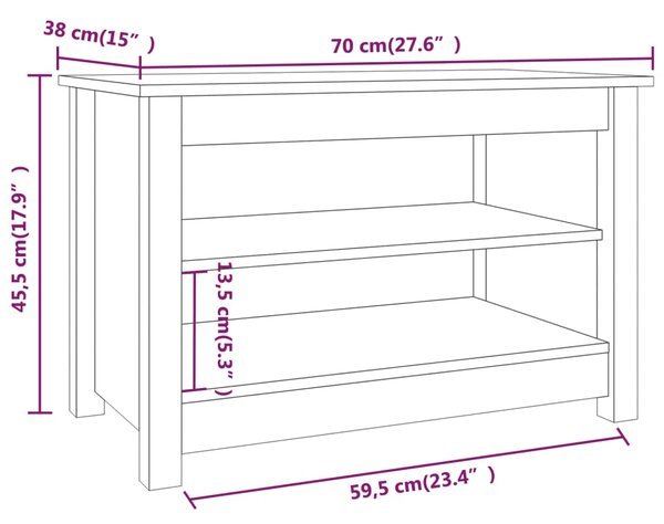 VidaXL Παπουτσοθήκη Μελί 70 x 38 x 45,5 εκ. από Μασίφ Ξύλο Πεύκου