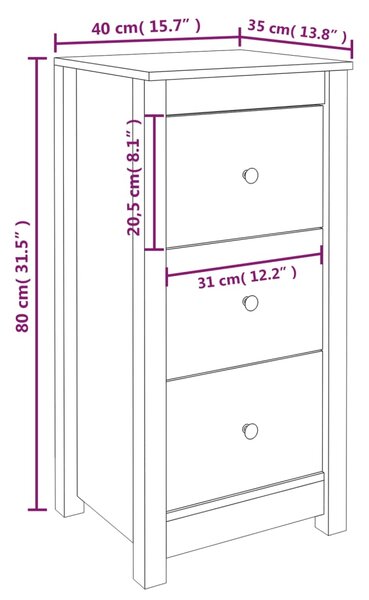 VidaXL Ντουλάπι Λευκό 40x35x80 εκ. από Μασίφ Ξύλο Πεύκου