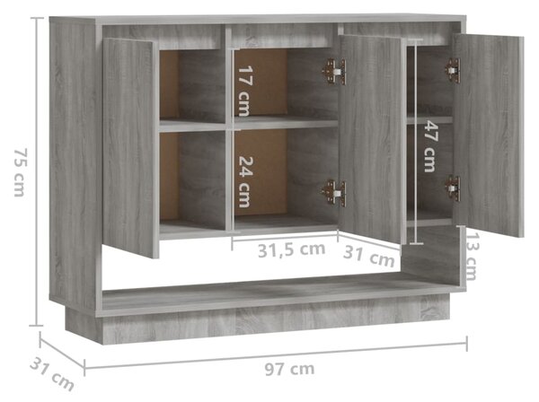 VidaXL Ντουλάπι Γκρι Sonoma 97x31x75 εκ. από Επεξεργασμένο Ξύλο