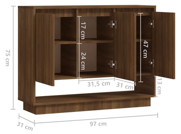 VidaXL Μπουφές Καφέ Δρυς 97 x 31 x 75 εκ. από Μοριοσανίδα