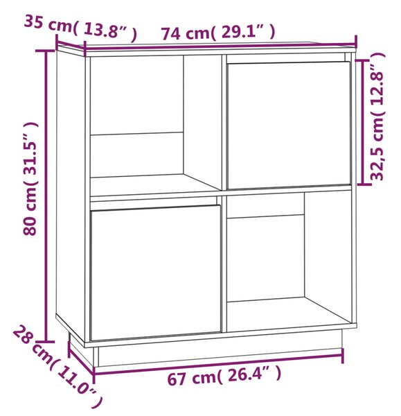 VidaXL Ντουλάπι 74 x 35 x 80 εκ. από Μασίφ Ξύλο Πεύκου