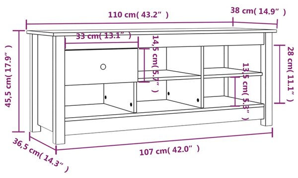 VidaXL Παπουτσοθήκη Λευκή 110 x 38 x 45,5 εκ. από Μασίφ Ξύλο Πεύκου