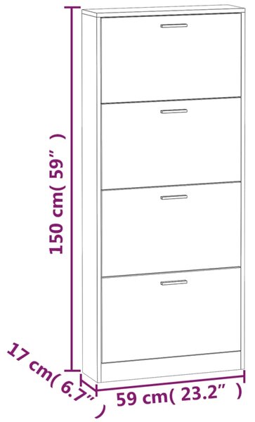 VidaXL Παπουτσοθήκη Λευκή 59 x 17 x 150 εκ. από Επεξεργασμένο Ξύλο