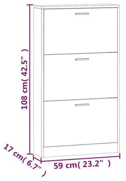 VidaXL Παπουτσοθήκη Λευκή 59x17x108 εκ. από Επεξεργασμένο Ξύλο