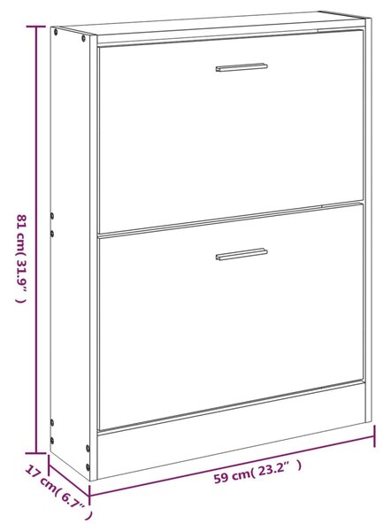 VidaXL Παπουτσοθήκη Χρώμα Δρυός 59x17x81 εκ. από Επεξεργασμένο Ξύλο