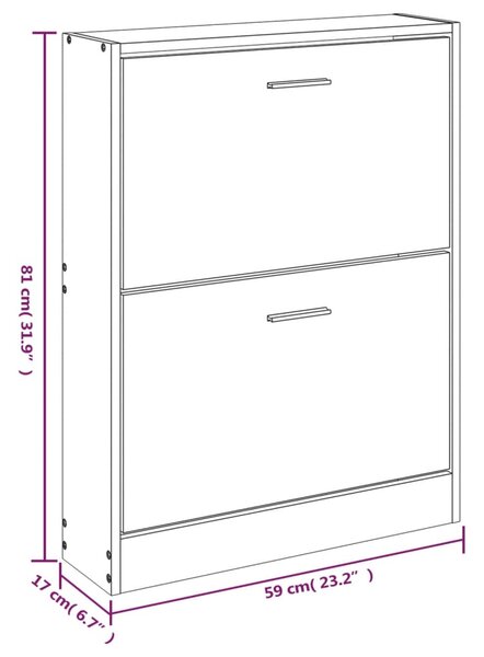 VidaXL Παπουτσοθήκη Γκρι Sonoma 59x17x81 εκ. από Επεξεργασμένο Ξύλο