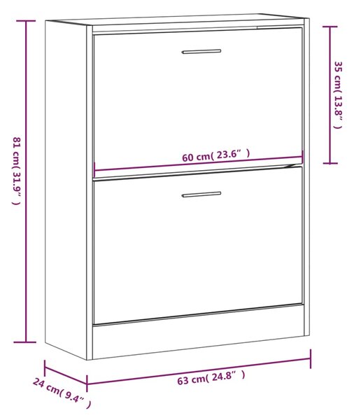 VidaXL Παπουτσοθήκη Γκρι Σκυροδέματος 63x24x81 εκ. Επεξεργασμένο Ξύλο