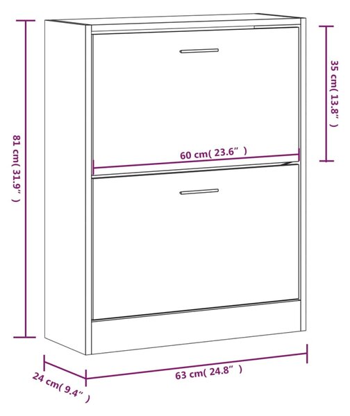 VidaXL Παπουτσοθήκη Καπνιστή Δρυς 63x24x81 εκ. από Επεξεργασμένο Ξύλο