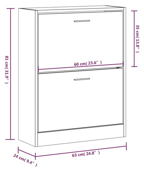 VidaXL Παπουτσοθήκη Καφέ Δρυς 63x24x81 εκ. από Επεξεργασμένο Ξύλο