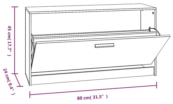 VidaXL Παπουτσοθήκη Γυαλιστερό Λευκό 80x24x45 εκ. Επεξεργασμένο Ξύλο