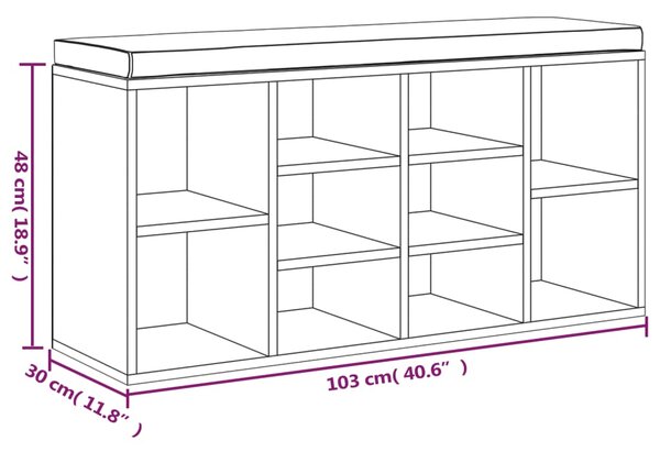 VidaXL Παπουτσοθήκη Μαύρη 103 x 30 x 48 εκ. από Επεξεργασμένο Ξύλο