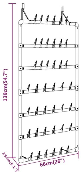 VidaXL Κρεμαστή Ραφιέρα Παπουτσιών Ασημί 66 x 13 x 139 εκ