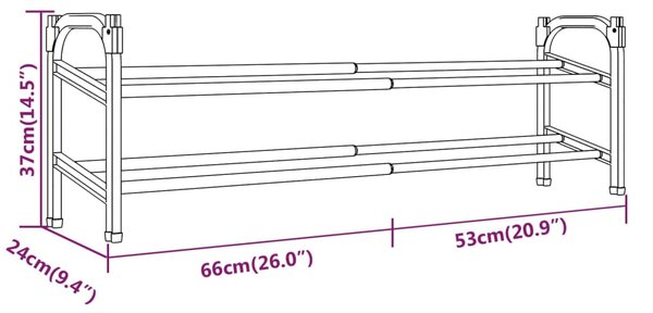 VidaXL Παπουτσοθήκη Επεκτεινόμενη με 2 Ράφια 119 x 24 x 37 εκ