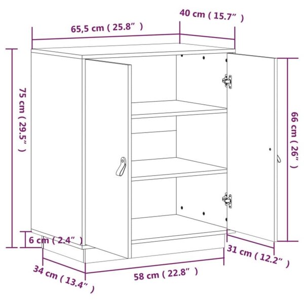 VidaXL Μπουφές Μαύρος 65,5x40x75 εκ. από Μασίφ Ξύλο Πεύκου