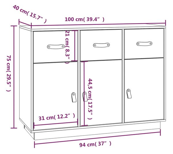 VidaXL Ντουλάπι Καφέ Μελί 100 x 4 x 75 εκ. από Μασίφ Ξύλο Πεύκου