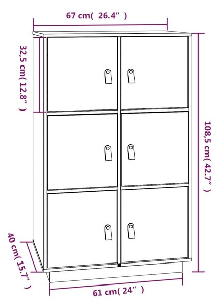 VidaXL Ντουλάπι 67 x 40 x 108,5 εκ. από Μασίφ Ξύλο Πεύκου