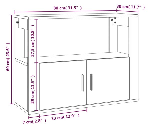 VidaXL Ντουλάπι Γυαλιστερό Λευκό 80x30x60 εκ. Επεξεργασμένο Ξύλο