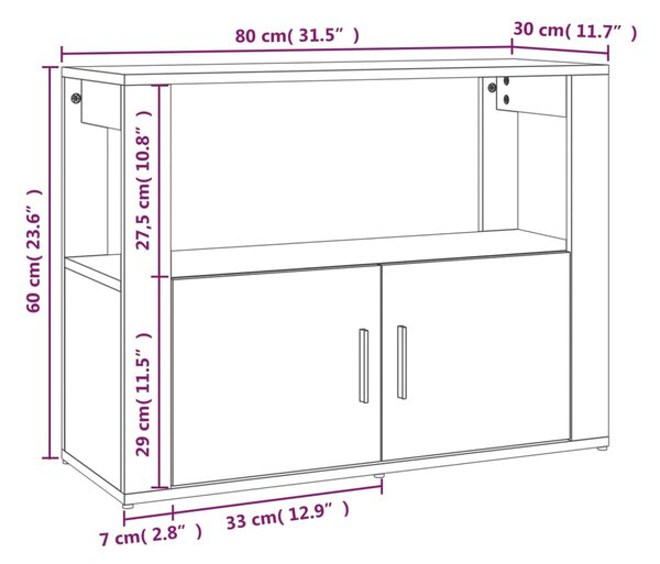 VidaXL Ντουλάπι Γκρι Σκυροδέματος 80x30x60 εκ. Επεξεργασμένο Ξύλο