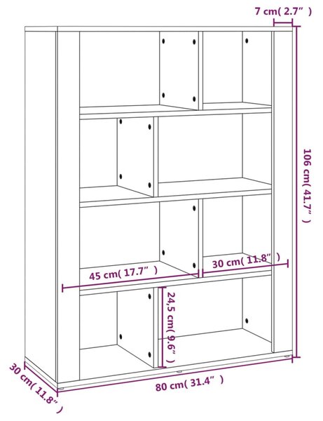 VidaXL Ντουλάπι Γκρι Sonoma 80x30x106 εκ. από Επεξεργασμένο Ξύλο