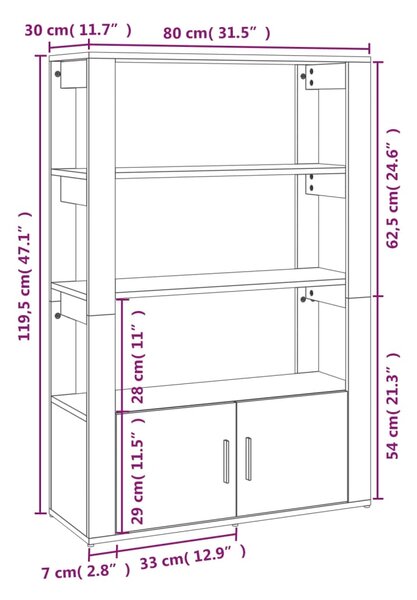 VidaXL Ντουλάπι Καπνιστή Δρυς 80x30x119,5 εκ. από Επεξεργασμένο Ξύλο