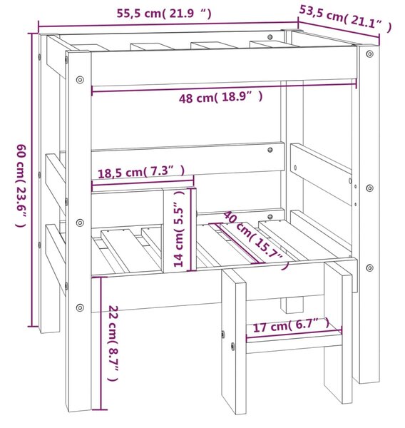 VidaXL Κρεβάτι Σκύλου Λευκό 55,5x53,5x60 εκ. από Μασίφ Ξύλο Πεύκου