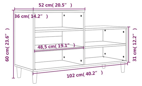 VidaXL Παπουτσοθήκη Καπνιστή Δρυς 102x36x60 εκ. από Επεξεργασμένο Ξύλο