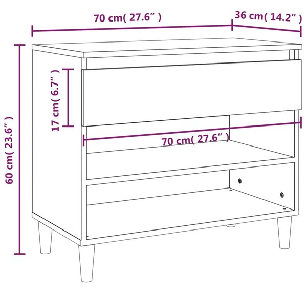 VidaXL Παπουτσοθήκη Γυαλιστερή Λευκή 70x36x60 εκ. Επεξεργασμένο Ξύλο