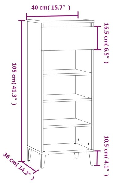 VidaXL Παπουτσοθήκη Γκρι Σκυροδέματος 40x36x105 εκ. Επεξεργασμένο Ξύλο