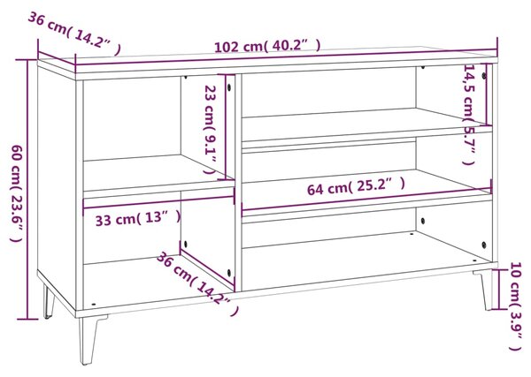 VidaXL Παπουτσοθήκη Μαύρο 102x36x60 εκ. από Επεξεργασμένο Ξύλο