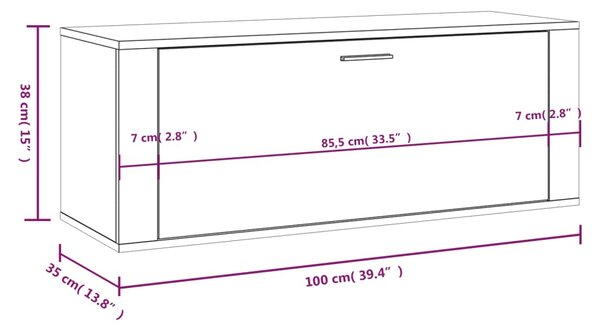 VidaXL Παπουτσοθήκη Επιτοίχια Sonoma Δρυς 100x35x38εκ Επεξ. Ξύλο