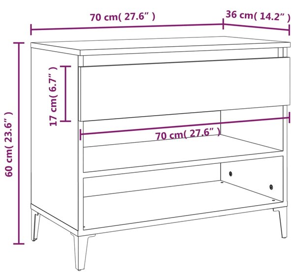 VidaXL Παπουτσοθήκη Γυαλιστερή Λευκή 70x36x60 εκ. Επεξεργασμένο Ξύλο