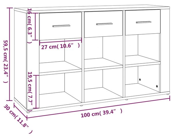 VidaXL Ντουλάπι Γκρι Σκυροδέματος 100x30x59,5 εκ. Επεξεργασμένο Ξύλο