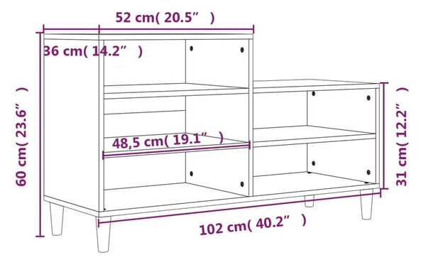 VidaXL Παπουτσοθήκη Γυαλιστερό Λευκό 102x36x60 εκ. Επεξεργασμένο Ξύλο