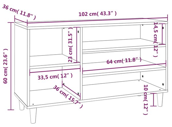 VidaXL Παπουτσοθήκη Sonoma Δρυς 102x36x60 εκ. από Επεξεργασμένο Ξύλο