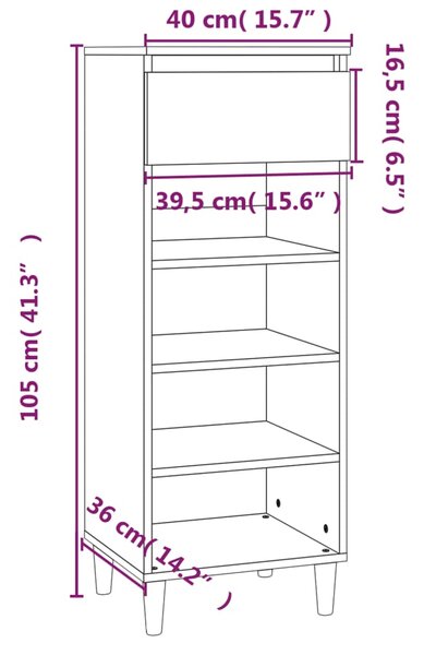 VidaXL Παπουτσοθήκη Γυαλιστερό Λευκό 40x36x105 εκ. Επεξεργασμένο Ξύλο