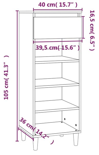 VidaXL Παπουτσοθήκη Μαύρη 40 x 36 x 105 εκ. από Επεξεργασμένο Ξύλο