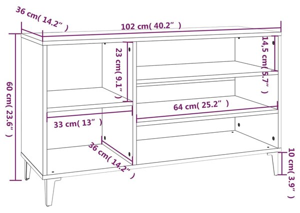 VidaXL Παπουτσοθήκη Γκρι Σκυροδέματος 102x36x60 εκ. Επεξεργασμένο Ξύλο